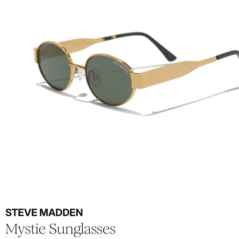 Steve Madden Mystie Gold Frame Sunglasses with Black Lenses